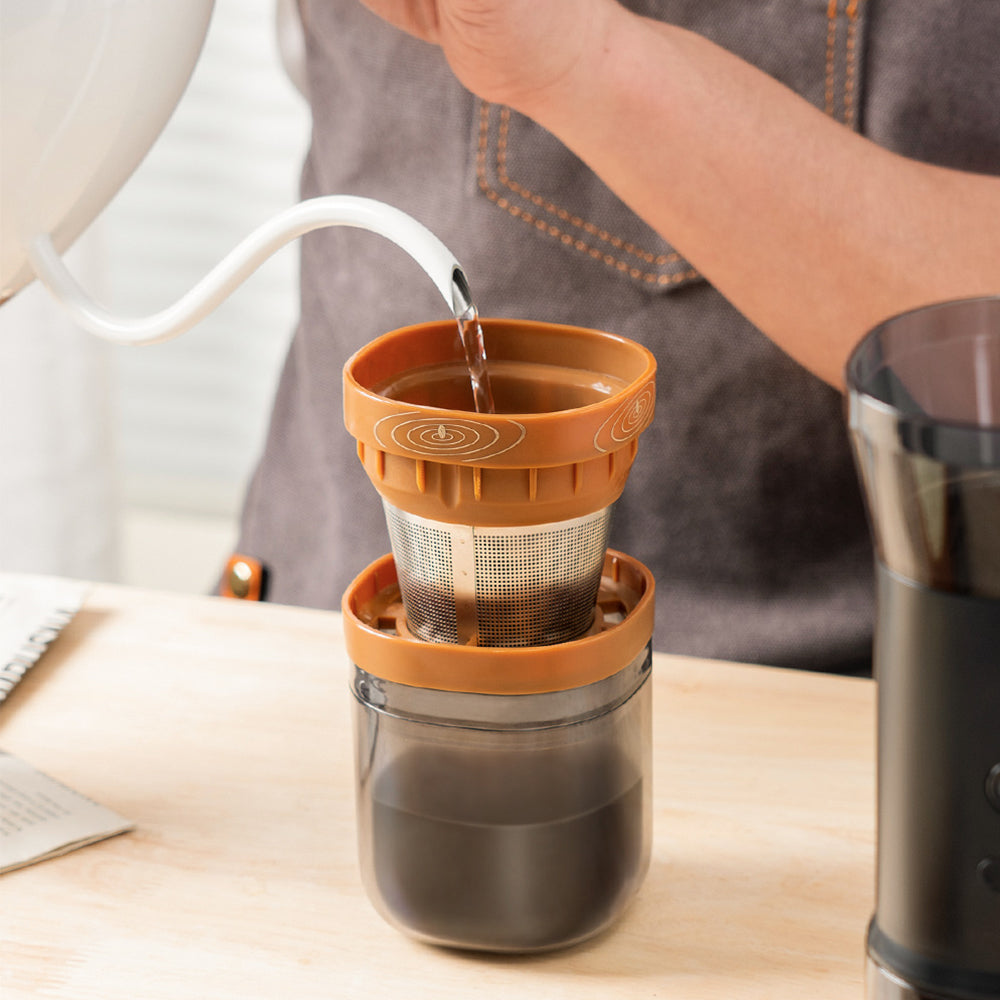 Grinduo®, Portable Coffee Grinder And Filter Coffee Dripper